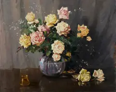 Giuseppe Mincato, Natura morta con vaso di rose