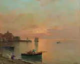 Nicolas De Corsi, Marina al tramonto con imbarcazioni