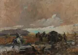 Giuseppe Graziosi, Paesaggio con soldati e obice trainato da cavalli