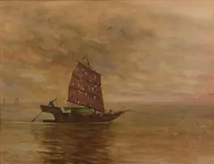 Filiberto Minozzi, Marina con barca cinese - Hong Kong