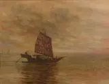Filiberto Minozzi, Marina con barca cinese - Hong Kong