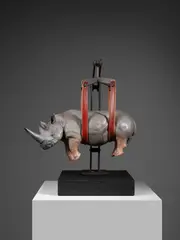 Stefano Bombardieri, IL PESO DEL TEMPO SOSPESO/ RHINO, sculpture