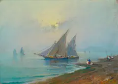 Nicolas De Corsi, Paesaggio costiero con pescherecci