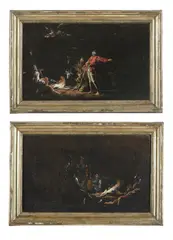 Salvator Rosa, Da. Coppia di dipinti raffiguranti contadini attorno al fuoco