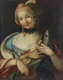 Felice Boscaratti, Attribuito a. Ritratto di gentildonna con maschera