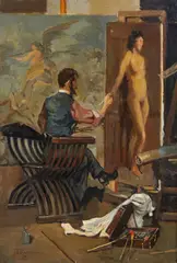 Giacomo Grosso, Nello studio del pittore