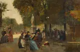 Louise Abbéma, Attribuito a. Scena con dame al Jardin du Luxembourg