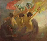 Scena allegorica by Nello stile di Plinio Nomellini, sold Dec 2025