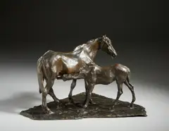 Rembrandt Bugatti, Jument et son poulain, sculpture