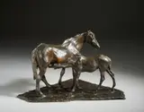 Rembrandt Bugatti, Jument et son poulain, sculpture