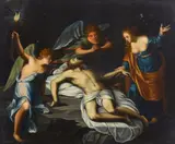 Cerchia di. Cristo morto con la Maddalena e angeli by Alessandro Turchi Detto L'orbetto, sold Dec 2025