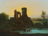 Giuseppe Bernardino Bison, Paesaggio fluviale con rovine (La fuga in Egitto)