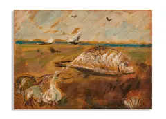 Filippo de Pisis, COMPOSIZIONE CON PESCE, AGLI E VELA (1946-1947)