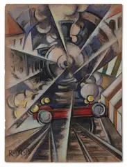 Roberto Marcello Iras Baldessari, TRENO IN VISTA DELLA STAZIONE (1918 ca.)