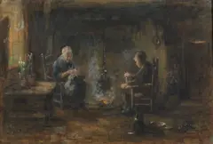 Jozef Israëls, Scena di interno con due figure accanto al camino