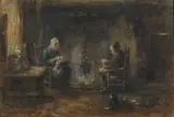 Jozef Israëls, Scena di interno con due figure accanto al camino