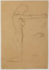 Gustav Klimt, Studio per la figura femminile nella composizione 'Le Sofferenze dell'Umanità Debole' (Kniender Frauenakt mit ausgestreckten Armen)