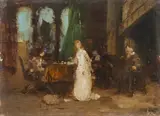 Gerolamo Induno, Attribuito a. Una partita a scacchi (bozzetto)