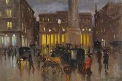 Anselmo Bucci, Sera di pioggia a Piazza Colonna, Roma