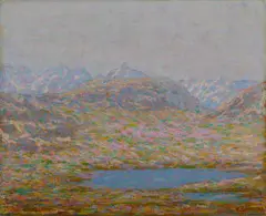 Emilio Longoni, Laghetto alpino con il massiccio del Bernina sullo sfondo