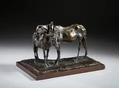 Rembrandt Bugatti, Chaval et mulet, l'un contre l'autre, sculpture