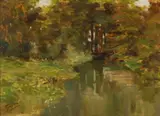 Edoardo Guazzoni, Paesaggio boschivo con specchio d'acqua