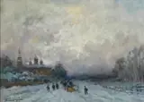 Ivan Karpov, Paesaggio invernale con veduta cittadina sullo sfondo