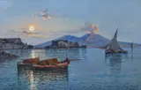 Giuseppe Carelli, Vesuvio di notte e barche pescherecce