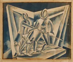 Fortunato Depero, I GLADIATORI (STUDIO PER SCENOGRAFIA TEATRALE), 1948-1949 circa