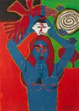 FEMME AU MASQUE AFRICAIN II by Guillaume Cornelis van Beverloo, sold Apr 2025