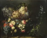 Giuseppe Volo Vicenzino, Natura morta di fiori e cesto d'uva