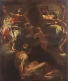 Francesco Solimena, Studio di due figure di profeti/evangelisti e di un nudo virile per gli affreschi della volta di San Nicola della Carità a Napoli