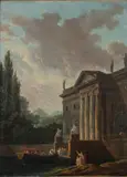 Jean-Baptiste Berlot, Personaggi e imbarcazione presso un edificio neoclassico