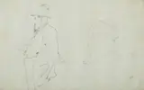 Giovanni Fattori, Attribuito a. Pittore al lavoro e studio di volto (al retro, figura femminile distesa)