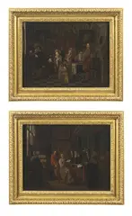 Jan Josef Horemans, Coppia di dipinti raffiguranti scene di interno