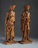 Coppia di sculture in legno intagliato nello stile di Heinrich Douvermann by Scultore Di Area Germanica Del Xx Secolo, sculpture, sold Apr 2025