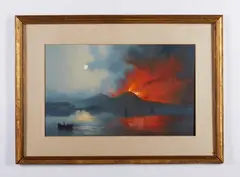 Gioacchino La Pira, Attribuito a. Notturno con eruzione del Vesuvio