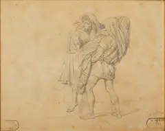 Filippo Palizzi, Attribuito a. Fuga da Pompei