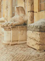 Felice Del Santo, Resti del Colosso di Costantino nel cortile del Palazzo dei Conservatori