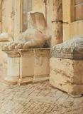 Felice Del Santo, Resti del Colosso di Costantino nel cortile del Palazzo dei Conservatori