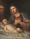 Bottega di. Sacra Famiglia by Jacopo Robusti Detto Il Tintoretto, sold Feb 2025