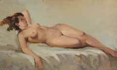 Giovanni Guarlotti, Nudo femminile (fronte) - Galline (retro)
