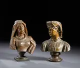 Costantino Barbella, Coppia di busti femminili ('Al mercato' e 'Scannese'), sculpture