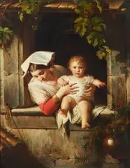 Giuseppe Mazzolini, Madre con bambino alla finestra