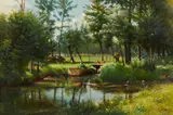 Giovanni Battista Ferrari, Paesaggio con laghetto e pescatori
