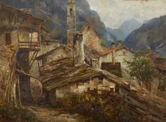 Guglielmo Ciardi, Paese di montagna con casolari e campanile