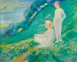 Ludolf Verworner, Prato di montagna con due figure