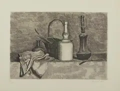 Giorgio Morandi, NATURA MORTA CON PANNEGGIO A SINISTRA (I STATO), 1927, print (other)