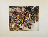 Renato Guttuso, NATURA MORTA E LIBRERIA, 1986, print (other)