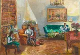 Michele Cascella, INTERNO CON FAMIGLIA, 1957